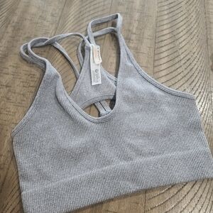 Gray Ribbed Crop Top